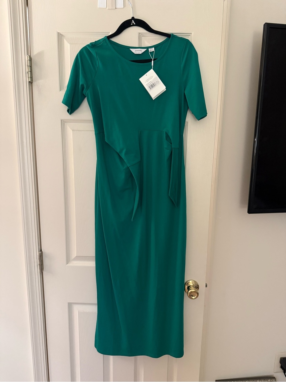 Seraphine Teal Green Midi Tie-Waist Dress